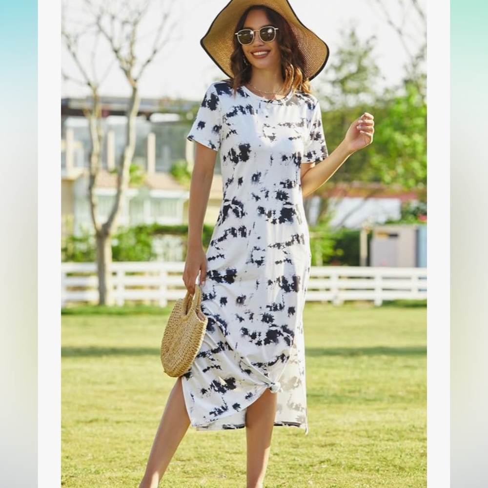 Midi T-Shirt Dress in Tie Dye Print